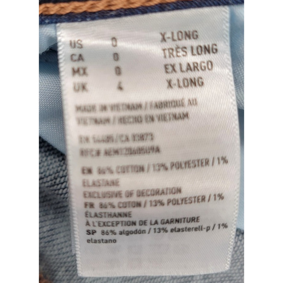 American Eagle Distressed Blue Jeans Women's Jegging Size 0 Long 26X32 Pants - Picture 12 of 12